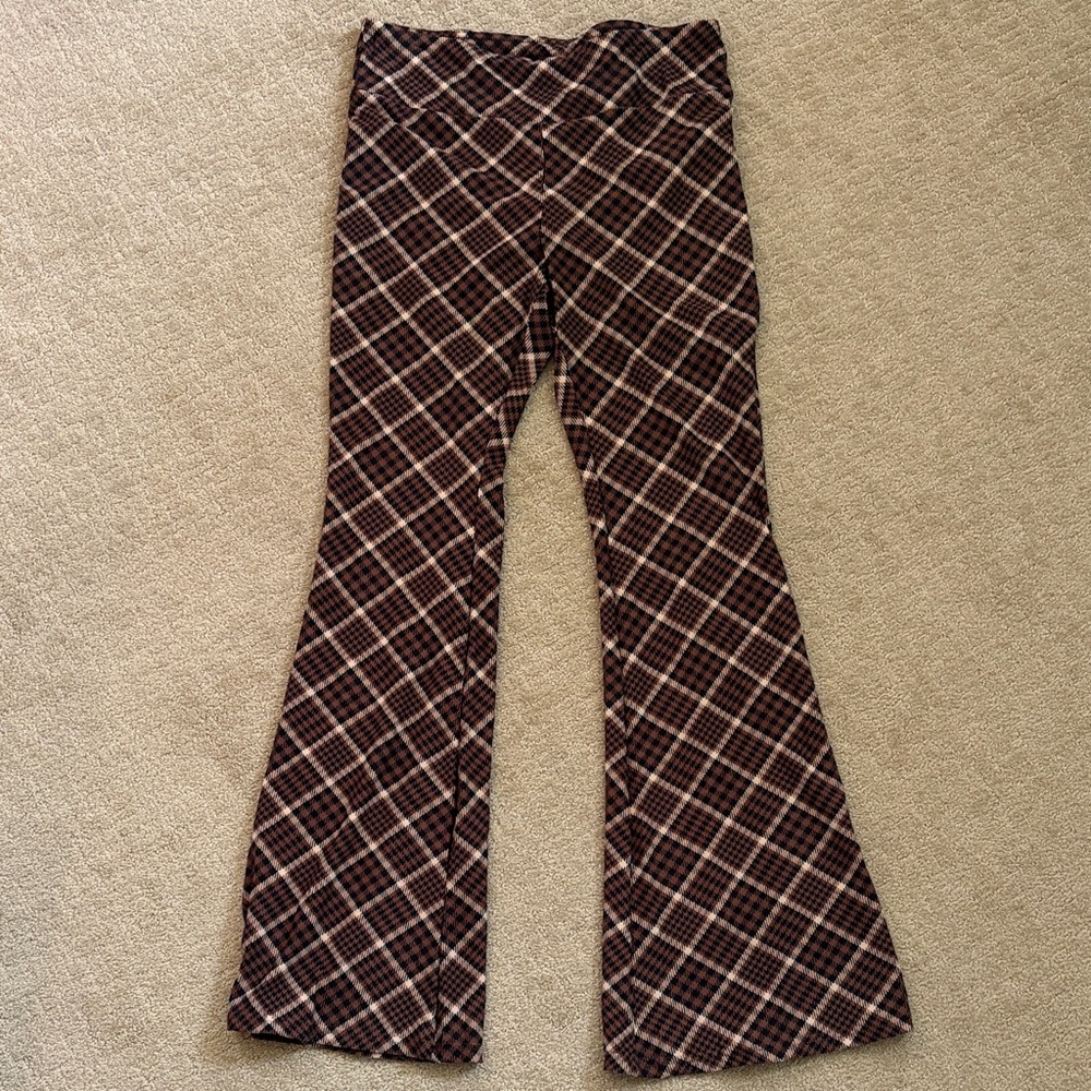 Stylish Brown Plaid Women's Pants